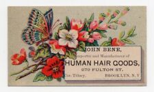 VTG 1880'S - HUMAN HAIR GOODS - BROOKLYN NEW YORK - VICTORIAN TRADE CARD picture