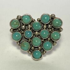 ML Perry Navajo Sterling Silver Turquoise Heart Size 9.75 Ring 12.3g picture