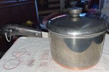 REVERE Ware 3 Qt DOUBLE RING Pre-1968 Sauce Pot w/Lid Copper Bottom Vintage USA picture