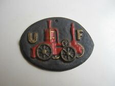 Vintage Cast Metal United Fireman's Insurance U F Red Pumper Plaque Plate BIS picture