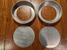 Lot Of 2 VINTAGE Magic Line 9 in Round Aluminum Cake Pan Removable Bottom picture