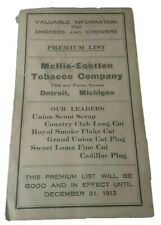Detroit, Michigan 1913 McHie Scotten Tobacco Co. Valuable Info Smokers & Chewers picture