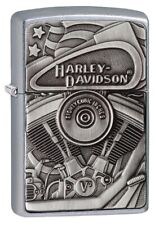 Zippo 29266, Harley Davidson Motorcycles Emblem Surprise Lighter, Street Chrome picture