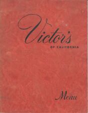 Vintage Restaurant Menu VICTOR'S OF CALIFORNIA Little Italy, San Francisco CA picture