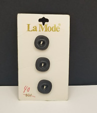 Vintage La Mode Plastic Black 2 Hole Buttons 5/8
