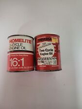 2 UNOPENED VINTAGE TWO CYCLE ENGINE OIL CANS TOP PERFORMANCE & HOMELITE picture