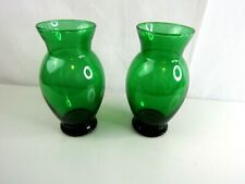 Vintage Emerald Green Vases 6 1/2”  Lot of 2 picture