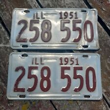PAIR 1951 Illinois License Plates - 
