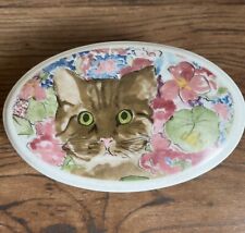Cat Kitten Coeur Minou-ettes 1985 Portugal Porcelain Trinket Box picture