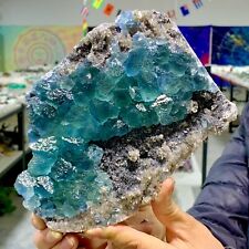 1.95LB Rare transparent BLUE cubic fluorite mineral crystal sample / China picture