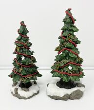 2 Big Sky Carvers Christmas Trees For Village Or Nativity Scene Missing Banner picture