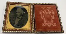 Antique Daguerreotype Wood & Embossed Leather Case - Important Looking Gentleman picture