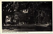 Beautiful River Side Drive Jacksonville Florida Fl Black White Fort Postcard picture