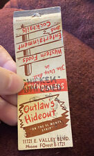 Matchbook Cover Outlaws Hideout Restaurant On The El Monte Strip picture