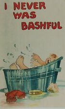 I Never Was Bashful Cartoon Bath Time Divided Back Vintage Postcard picture