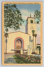 Postcard Main Entrance Union Station Los Angeles California picture