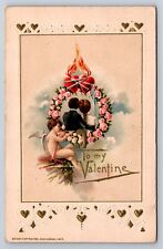 Postcard Valentines Day John Winsch Young Couple Hearts Cupid c1913 AD26 picture