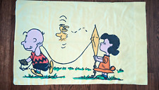 70s Vtg Charlie Brown Peanuts Snoopy Lucy Pillow Case Schulz Woodstock yellow picture