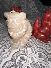 VINTAGE CHINESE DRAGON White And Red Set Of 3 WAX CANDLE - 5 IN. picture