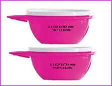 Tupperware TWO 2.5-c EXTRA MINI ELECTRIC PINK Thats A Bowl w WHITE Tabbed Seals picture