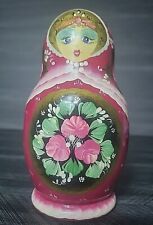 Vintage Matryoshka Russian Wood Nesting Dolls Hand Painted Signed 5 Piece picture