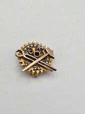 Vintage 10k Solid Gold Pearl Garnet Theta Tau Engineering Fraternity Pin Badge picture
