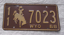 Vintage EXTRA FINE+ 1968 WYOMING License Plate (Park County) picture