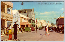 c1960s Front Street Hamilton Bermuda View Vintage Postcard picture