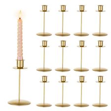 Sziqiqi Gold Metal Candle Holder - Pack of 12 Candlestick Holders for Wedding... picture