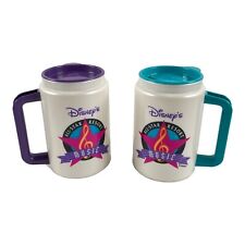 VINTAGE Whirley Disney's ALL-STAR RESORT MUSIC Travel Mugs PURPLE TEAL Souvenir picture