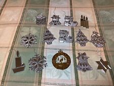 14 Vintage Silver Plastic Mirror Christmas Ornaments picture