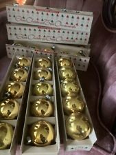 Vintage Shiny Brite Gold Christmas Ornaments Original Fanci Box 2 1/4” 7 Availab picture