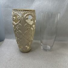 Classic Lenox Scroll Pierced Vase With Glass Insert picture