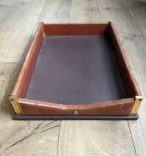Vintage Mark Cross Desktop Letter Tray Leather Italy picture