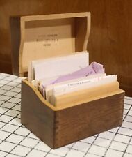VTG Wood Recipe Box w/ 95 handwritten recipes Wayne Novelty 1970 Dovetail picture