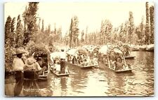 1930s XOCHIMILICO MEXICO CANAL VIEW BOATERS PHOTO TARJENTA RPPC POSTCARD P1634 picture