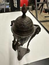 Vtg French Empire Style Brass Incense Holder Censer Burner Urn W/Goat Head Motif picture