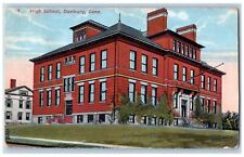 Danbury Connecticut Postcard High School Exterior Building 1917 Vintage Antique picture