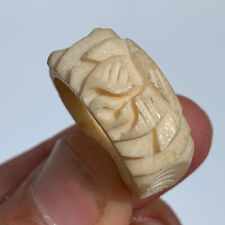Antique Extremely Rare Viking Bone Ring Ancient Engraving, evile eyes protector picture