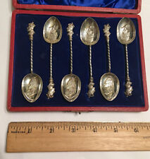 Set 6 Hallmarked Sm Silver Spoons Death Queen Victoria Crowning Edward VII 1901 picture
