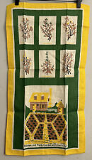 VINTAGE YELLOW Green MCM  100% LINEN HAND PRINTED TOWEL BY LEACOCK Williamsburg picture