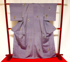 Japanese Kimono “Tsumugi” Pure Silk/Oshima Tsumugi/Traditional/Purple/History picture