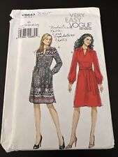 Vogue Pattern 8847Very Easy Pullover Dress Border Print Yoke Pockets 16-24 Uncut picture