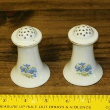 Victoria Chech Purple Floral Salt and Pepper shakers Vintage SMALL CRACK picture