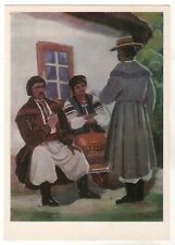 1990 UKRAINIAN types Scene at the hut National clothes Ukraine postcard OLD picture