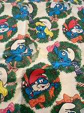 Vintage Smurf Smurfette Papa Smurf Christmas Wrapping Gift Paper Peyo 1982 Read picture