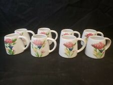 Set of 8 Emerson Creek Pottery Mugs Retired Hand Painted Wildflower 1993 Spring picture