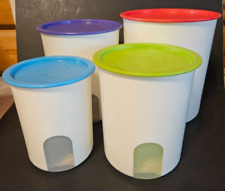 Vintage Tupperware  Canister 4 Piece White One Touch with lids. picture