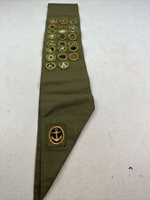 Boy Scout Merit Badge Sash W/ 23 Round Badges.  picture