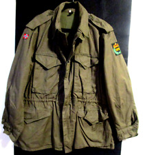 Vtg 1969~Military Field Jacket~Green~Patches Pockets~Button Up~Size 50 picture